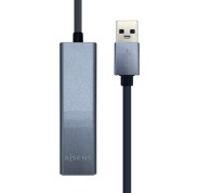 Aisens Conversor USB 3.0 a Ethernet GIGABIT 10/100/1000 MBPS + HUB 3xUSB3.0 - 15cm - Color Gris