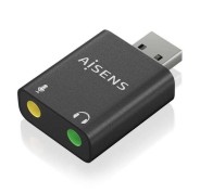 Aisens Conversor USB-A a Audio 48KHz - USB-A/M-2xJACK 3.5/H - Color Negro