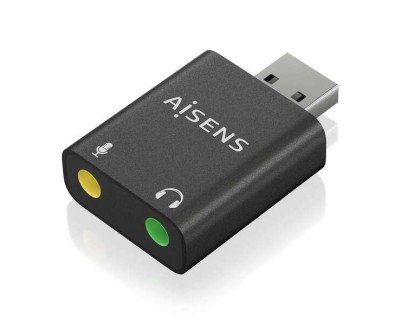 Aisens Conversor USB-A a Audio 48KHz - USB-A/M-2xJACK 3.5/H - Color Negro