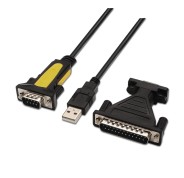 Aisens Conversor USB a Serie - Tipo A Macho a RS232 DB9/M DB25/M - 1.8m - Color Negro