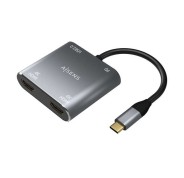 Aisens Conversor USB-C a 2xHDMI 4K SST MST/USB2.0/USB-C PD 60W - USB-C/M-2xHDMI/H-USB-A/H-USB-C/H - 15CM - Color Gris