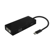 Aisens Conversor USB-C a DP/DVI/HDMI/VGA - USB-C/M-DP/H-DVI/H-HDMI/H-VGA/H - 15cm - Color Negro