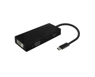 Aisens Conversor USB-C a DP/DVI/HDMI/VGA - USB-C/M-DP/H-DVI/H-HDMI/H-VGA/H - 15cm - Color Negro