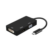 Aisens Conversor USB-C a DVI/HDMI/VGA - USB-C/M-DVI/H-HDMI/H-VGA/H - 15cm - Color Negro
