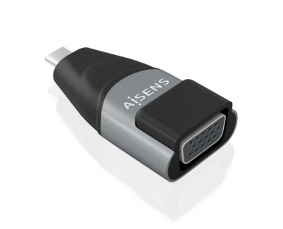 Aisens Conversor USB-C a VGA de Aluminio - Transmision de Señales USB a VGA - Resolucion 1920×1200@60Hz - Compatible con Macbook Pro y Chromebook - Color Gris