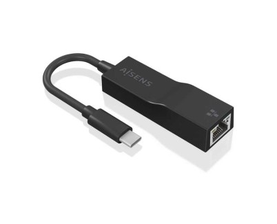 Aisens Conversor USB3.1 GEN1 USB-C a Ethernet Gigabit 10/100/1000 Mbps - 11cm - Color Negro