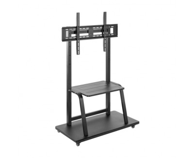 Aisens Eco Soporte de Suelo con Ruedas y Bandeja para DVD - Acero de Alta Resistencia - Pintura Electrostatica - Ruedas con Freno - Vesa Maximo 800x600mm - Carga Maxima 150Kg