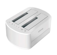 Aisens Estacion de Docking de Doble Bahia ASDS-D02W Sata 2.5/3.5 a USB 3.0/3.1 Gen1 - Clone - Color Blanco