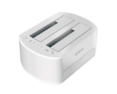 Aisens Estacion de Docking de Doble Bahia ASDS-D02W Sata 2.5/3.5 a USB 3.0/3.1 Gen1 - Clone - Color Blanco