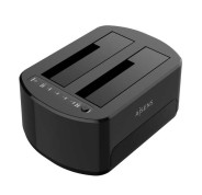Aisens Estacion de Docking de Doble Bahia ASDS-D03B Sata 2.5/3.5 a USB 3.0/3.1 Gen1 - Clone - Color Blanco