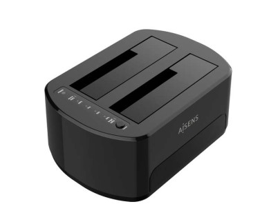 Aisens Estacion de Docking de Doble Bahia ASDS-D03B Sata 2.5/3.5 a USB 3.0/3.1 Gen1 - Clone - Color Blanco