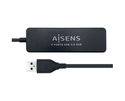 Aisens HUB USB 2.0 - Tipo A Macho a 4xTipo A Hembra - 30cm - Color Negro