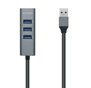 Aisens Hub USB 3.0 Aluminio - Tipo A Macho a 4xTipo A Hembra - 10cm