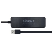 Aisens HUB USB 3.0 - Tipo A Macho a 4xTipo A Hembra - 30cm - Color Negro