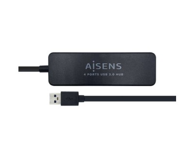 Aisens HUB USB 3.0 - Tipo A Macho a 4xTipo A Hembra - 30cm - Color Negro