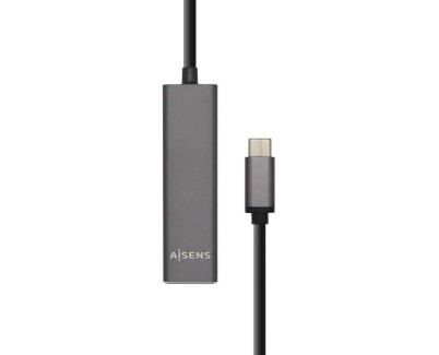Aisens HUB USB 3.1 USB-C - USB-C Macho a 4xTipo A Hembra - 15cm - Color Gris