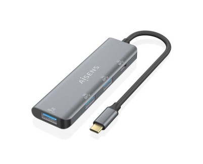 Aisens Hub USB 3.2 GEN1 5G USB-C - USB-C/M-1xUSB-C/H-3xUSB-A/H - 15cm - Color Gris