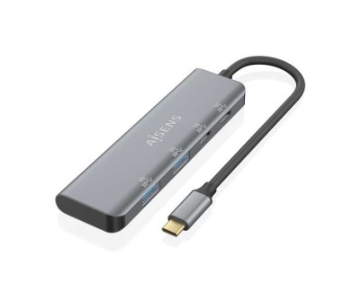 Aisens Hub USB 3.2 Gen1 5G USB-C - USB-C/M-2xUSB-C/H-2xUSB-A/H - 15cm - Color Gris