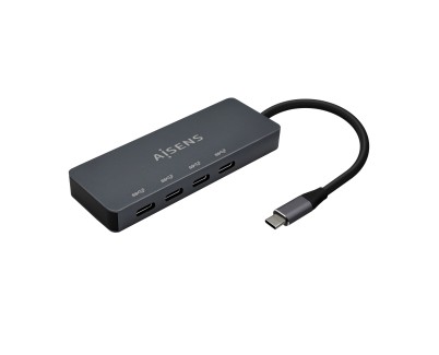 Aisens Hub USB 3.2 Gen1 5G USB-C - USB-C/M-4xUSB-C/H - 15cm - Color Gris
