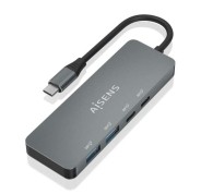 Aisens Hub USB 3.2 GEN2 10G USB-C - USB-C/M-2xUSB-C/H-2xUSB-A/H - 15cm - Color Gris