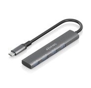 Aisens Hub USB-C Ultra Delgado - 1xUSB3.1 Gen1 + 4xUSB3.0 - Alta Velocidad 5 Gbps - Alimentacion USB-C - Cable 15cm - Color Gris
