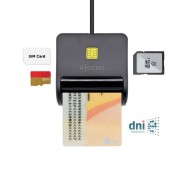 Aisens Lector de Tarjeta Inteligente DNI con Lector de Tarjetas SIM - SD - Micro SD - MMC - RS-MMC - MMC Micro - Color Negro