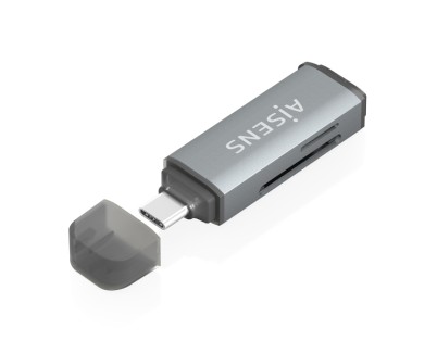 Aisens Lector de Tarjetas USB-C 3.1 Gen1 - Compatible con SD, Micro SD, MMC, RS-MMC, MMC Micro - Color Gris