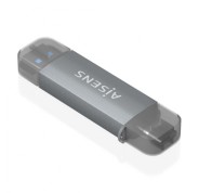 Aisens Lector de Tarjetas USB-C y USB-A - Compatible con SD, Micro SD, MMC, RS-MMC - Soporta USB 3.1 Gen1 - Compatible con Windows y Mac Os - Color Gris