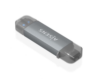 Aisens Lector de Tarjetas USB-C y USB-A - Compatible con SD, Micro SD, MMC, RS-MMC - Soporta USB 3.1 Gen1 - Compatible con Windows y Mac Os - Color Gris