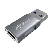 Aisens Mini Adaptador USB 3.2 GEN2 10G 3A - Tipo USB-C/H-A/M - Color Gris