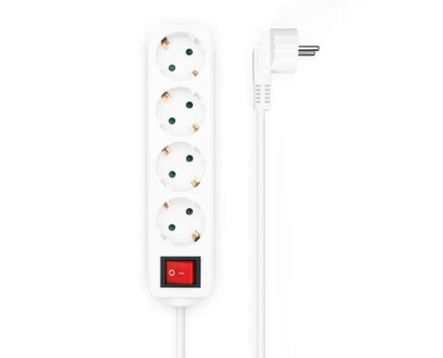 Aisens Regleta de 4 Tomas Schuko con Cable de 1.4m - Proteccion Infantil - Color Blanco