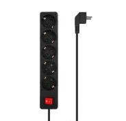 Aisens Regleta de 5 Tomas Schuko con Cable de 1.4m - Interruptor On/Off - Proteccion Infantil - Color Negro