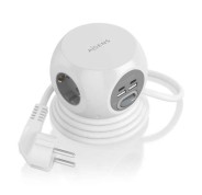 Aisens Regleta de Enchufes Sobremesa Multifuncion con 3 Tomas + 2xUSB-C - 2xUSB-A - 1.4m - Color Blanco