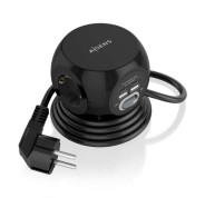 Aisens Regleta de Enchufes Sobremesa Multifuncion con 3 Tomas + 2xUSB-C - 2xUSB-A - 1.4m - Color Negro