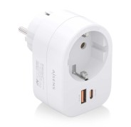 Aisens Regleta de Pared Multifuncion con 1 Toma + 1xUSB-C 20W PD3.0 - 1xUSB-A 20W QC3.0 - Color Blanco