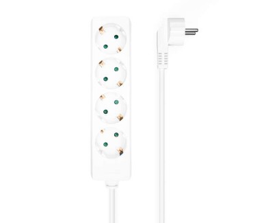 Aisens Regleta Multiple de 4 Tomas sin Interruptor con Cable 3×1.5mm2 - 1.4m - Color Blanco