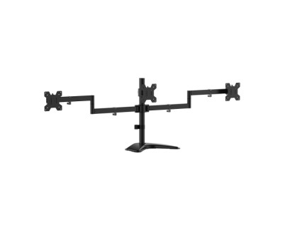 Aisens Soporte de Mesa con Peana Eco Giratorio e Inclinable para 3 Monitores 10Kg (3 Pivotes - 2 Brazos) de 13-27\" - Color Negro