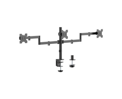 Aisens Soporte de Mesa Eco Giratorio e Inclinable para 3 Monitores 10Kg (3 Pivotes - 2 Brazos) de 13-27\" - Color Negro