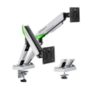 Aisens Soporte de Mesa Gaming Contrapeso Giratorio e Inclinable Para Monitor-TV 16kg - 3 Pivotes - 2 Brazos - 17\"-38\" - Color Blanco