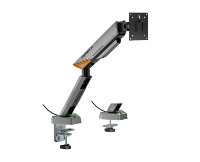 Aisens Soporte de Mesa RGB Gaming Contrapeso Giratorio e Inclinable Para Monitor-TV 16kg -3 Pivotes - 1 Brazo - 17\"-49\" - Color Negro