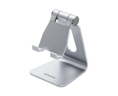 Aisens Soporte de Sobremesa Tama&ntilde;o M Ajustable (1 Pivote) para Movil / Tablet - Color Plata