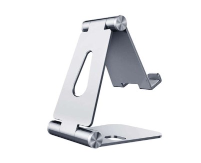 Aisens Soporte de Sobremesa Tama&ntilde;o M Ajustable (2 Pivotes) para Movil / Tablet - Color Plata