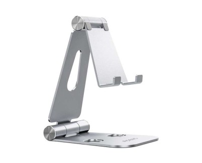 Aisens Soporte de Sobremesa Tama&ntilde;o XL Ajustable (2 Pivotes) para Movil / Tablet - Color Plata