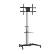 Aisens Soporte de Suelo con Rueda - Bandeja para DVD para Monitor/TV 50Kg de 37-86\" - Color Negro/Plata