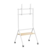 Aisens Soporte de Suelo ECO con Rueda - 1 Bandeja para Pantalla Interactiva/TV 80kg de 37-86 - Color Blanco/Madera
