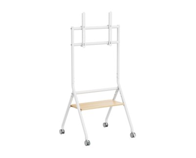 Aisens Soporte de Suelo ECO con Rueda - 1 Bandeja para Pantalla Interactiva/TV 80kg de 37-86 - Color Blanco/Madera