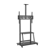 Aisens Soporte de Suelo Eco Con Rueda - Bandeja para Dvd Y Soporte de Camara para Monitor/TV 150Kg de 37-100 - Color Negro