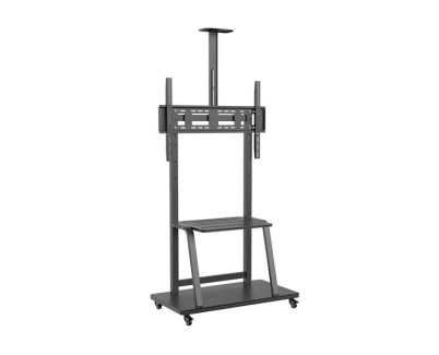 Aisens Soporte de Suelo Eco Con Rueda - Bandeja para Dvd Y Soporte de Camara para Monitor/TV 150Kg de 37-100 - Color Negro