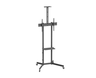 Aisens Soporte de Suelo ECO con Rueda - Bandeja para DVD y Soporte de Camara para Monitor/TV 45kg de 37-70 - Color Negro
