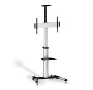 Aisens Soporte de Suelo Eco con Ruedas - Bandeja para DVD y Soporte de Camara (TV de 37-70) - Color Plata